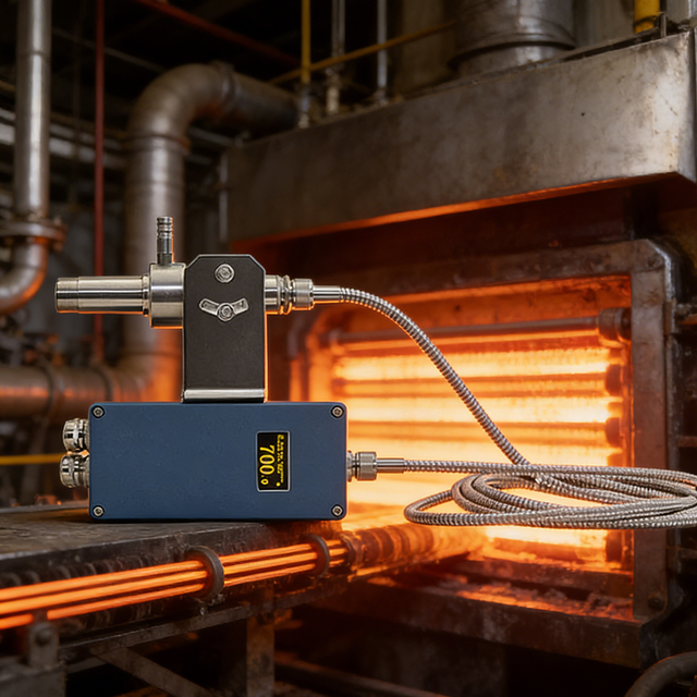 Optical pyrometer with probe