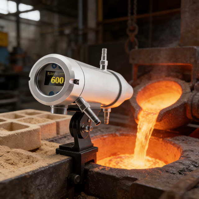 Dual wavelength 2 color pyrometer thermometer